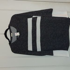 NWT 12pm by Mon Ami Sweater purple w/ white stripes and polka dots size large